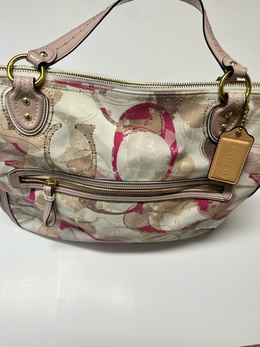 Coach Poppy Graffiti Glam Tote Signature C Pink Khaki 14537 - Picture 2 of 13